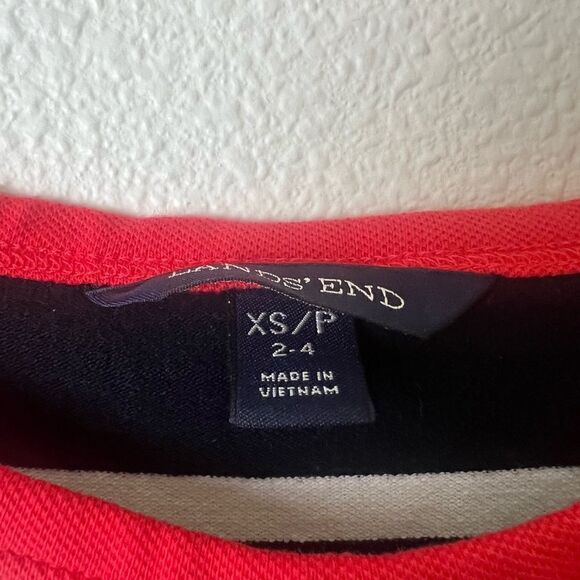 Lands End Striped Dress Round Neck Short Sleeve Navy White Summer Casual XS - Picture 8 of 8